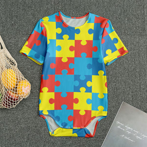 Autism Awareness Pattern Print Men's Bodysuit