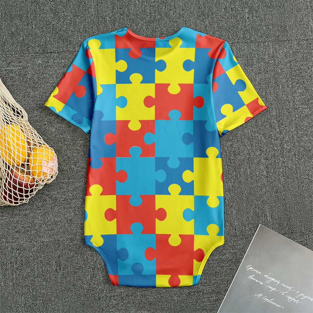 Autism Awareness Pattern Print Men's Bodysuit