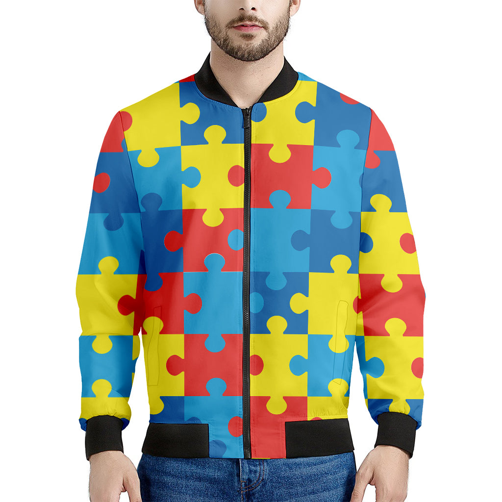 Autism Awareness Pattern Print Men's Bomber Jacket