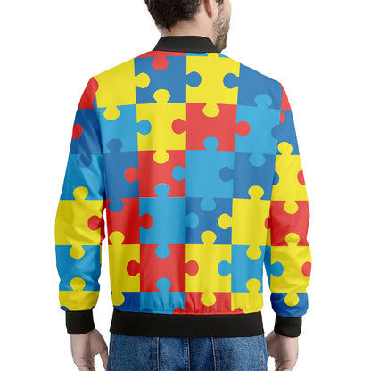 Autism Awareness Pattern Print Men's Bomber Jacket