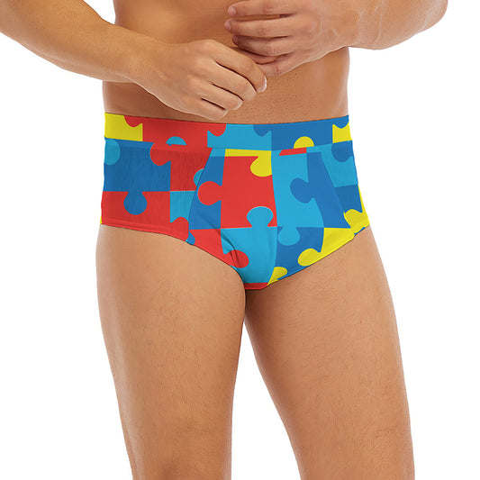 Autism Awareness Pattern Print Men's Briefs