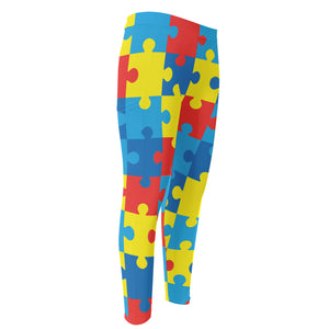 Autism Awareness Pattern Print Men's Compression Pants