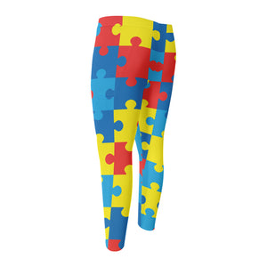 Autism Awareness Pattern Print Men's Compression Pants