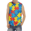 Autism Awareness Pattern Print Men's Fitness Tank Top