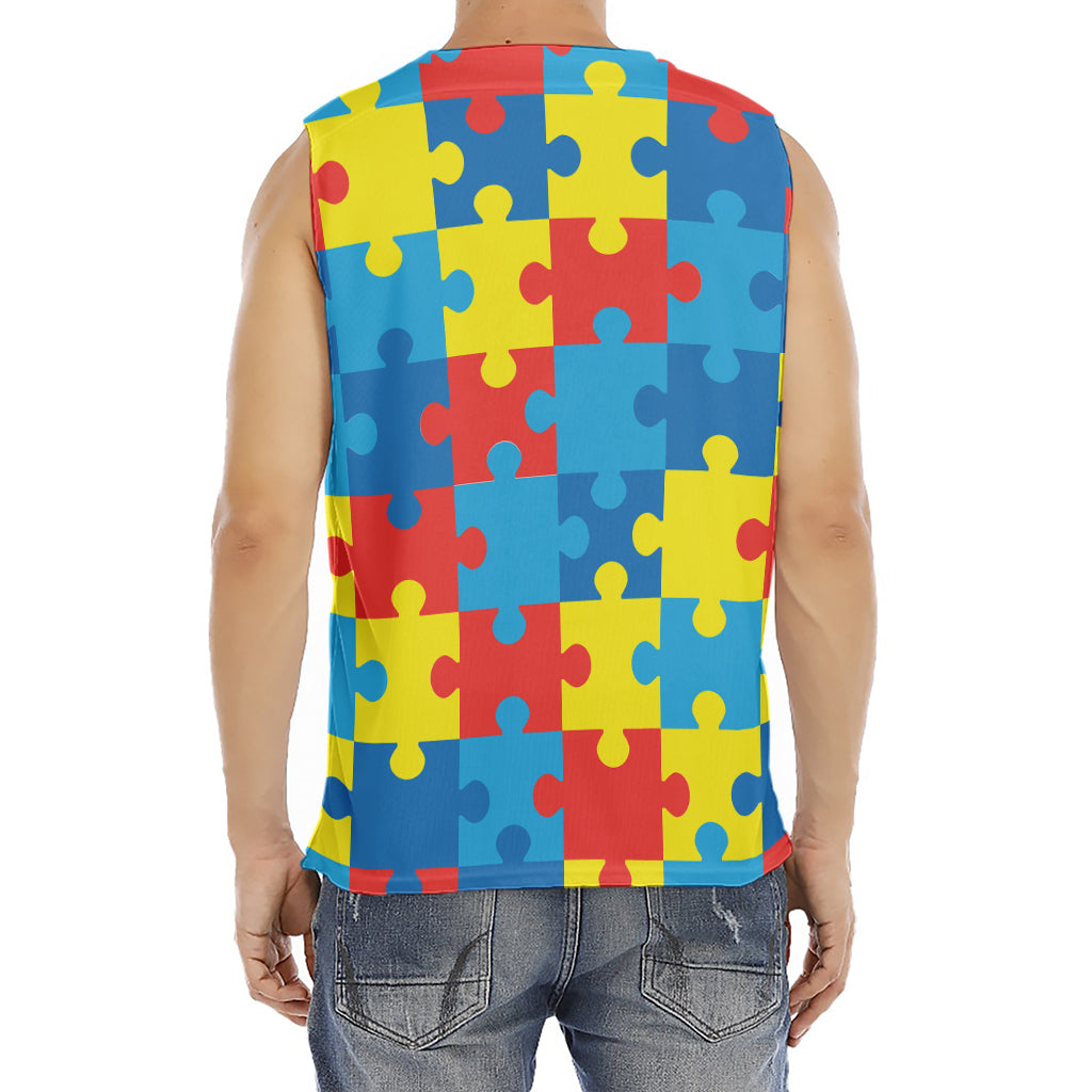 Autism Awareness Pattern Print Men's Fitness Tank Top