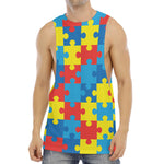 Autism Awareness Pattern Print Men's Muscle Tank Top