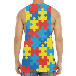 Autism Awareness Pattern Print Men's Muscle Tank Top