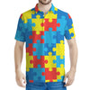 Autism Awareness Pattern Print Men's Polo Shirt