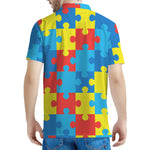 Autism Awareness Pattern Print Men's Polo Shirt