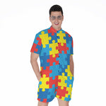 Autism Awareness Pattern Print Men's Rompers