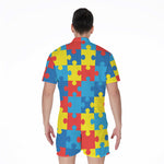 Autism Awareness Pattern Print Men's Rompers