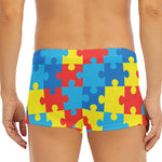 Autism Awareness Pattern Print Men's Short Boxer Briefs