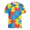 Autism Awareness Pattern Print Men's Sports T-Shirt