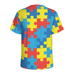 Autism Awareness Pattern Print Men's Sports T-Shirt