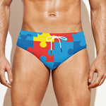 Autism Awareness Pattern Print Men's Swim Briefs