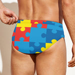 Autism Awareness Pattern Print Men's Swim Briefs