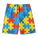 Autism Awareness Pattern Print Men's Swim Trunks