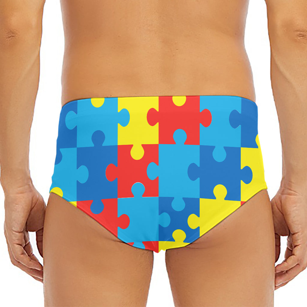 Autism Awareness Pattern Print Men's Triangle Swim Briefs