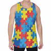 Autism Awareness Pattern Print Men's Velvet Tank Top