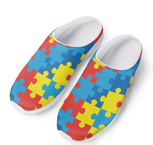 Autism Awareness Pattern Print Mesh Casual Shoes
