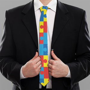 Autism Awareness Pattern Print Necktie