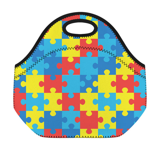 Autism Awareness Pattern Print Neoprene Lunch Bag