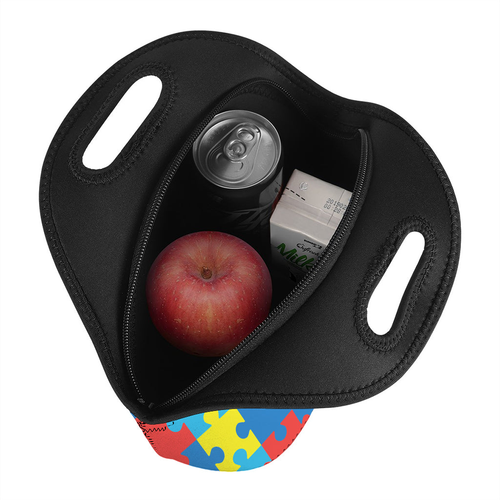 Autism Awareness Pattern Print Neoprene Lunch Bag