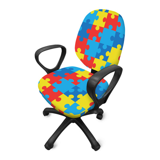 Autism Awareness Pattern Print Office Chair Cover