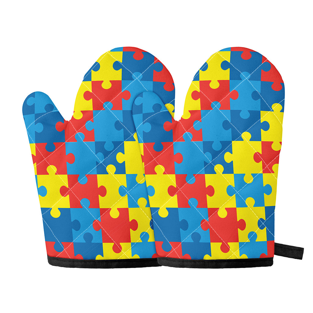 Autism Awareness Pattern Print Oven Mitts