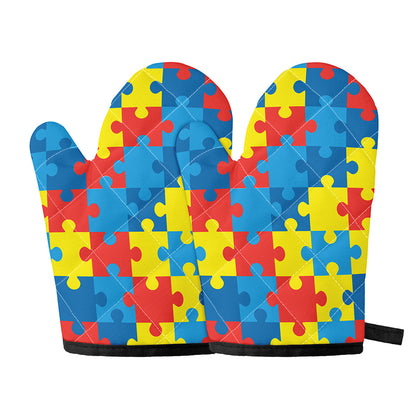 Autism Awareness Pattern Print Oven Mitts