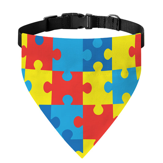 Autism Awareness Pattern Print Over The Collar Dog Bandana