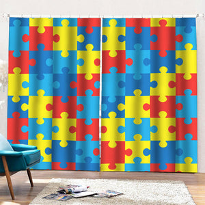 Autism Awareness Pattern Print Pencil Pleat Curtains