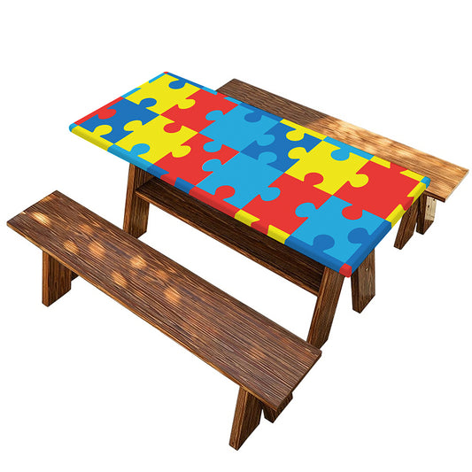 Autism Awareness Pattern Print Picnic Table Cover