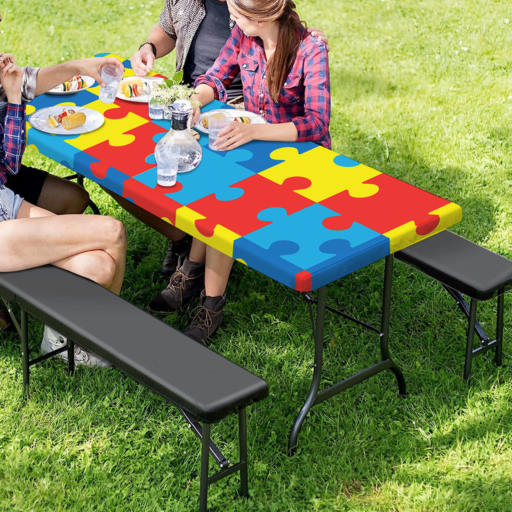Autism Awareness Pattern Print Picnic Table Cover