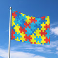 Autism Awareness Pattern Print Polyester Flag