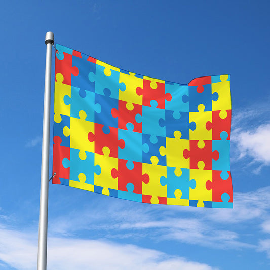 Autism Awareness Pattern Print Polyester Flag