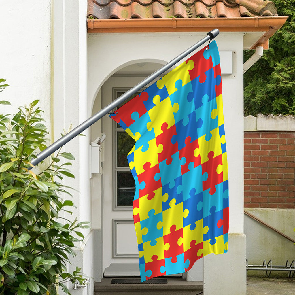 Autism Awareness Pattern Print Polyester Flag