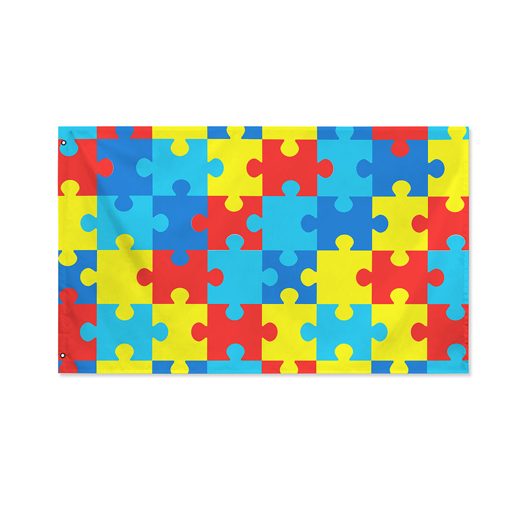 Autism Awareness Pattern Print Polyester Flag