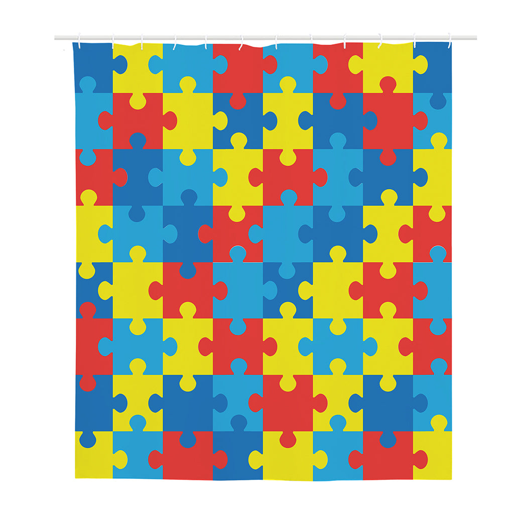 Autism Awareness Pattern Print Polyester Shower Curtain