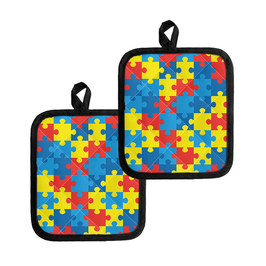 Autism Awareness Pattern Print Pot Holders
