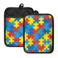 Autism Awareness Pattern Print Pot Holders With Pocket