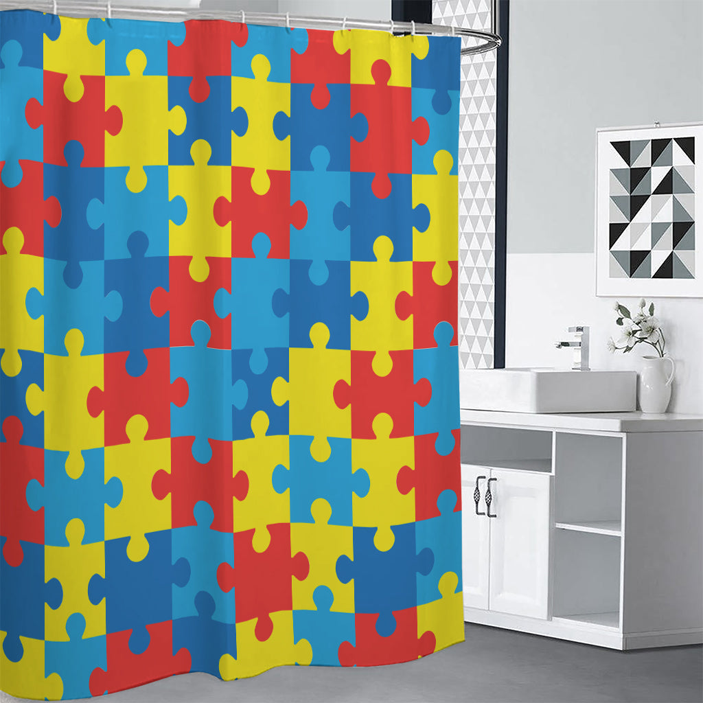 Autism Awareness Pattern Print Premium Shower Curtain