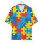 Autism Awareness Pattern Print Rayon Hawaiian Shirt