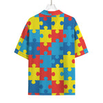 Autism Awareness Pattern Print Rayon Hawaiian Shirt