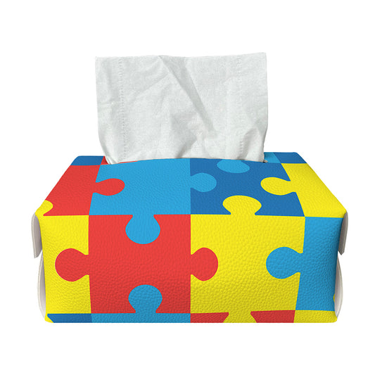 Autism Awareness Pattern Print Rectangle Tissue Box Cover