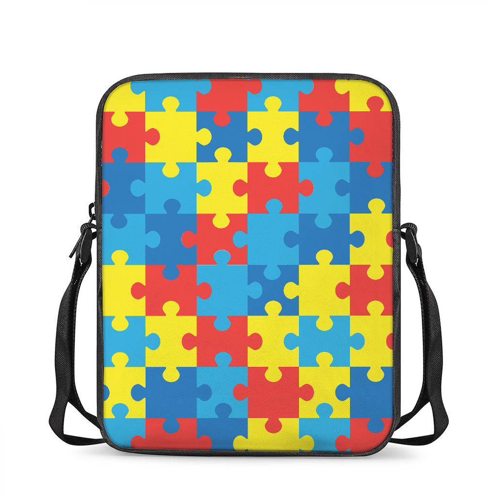 Autism Awareness Pattern Print Rectangular Crossbody Bag