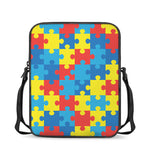 Autism Awareness Pattern Print Rectangular Crossbody Bag