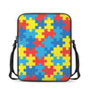 Autism Awareness Pattern Print Rectangular Crossbody Bag