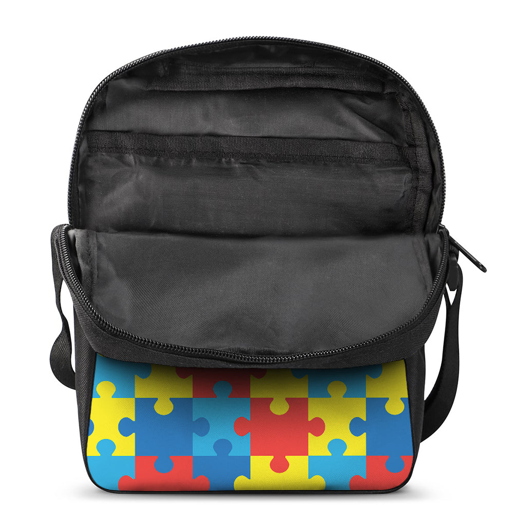 Autism Awareness Pattern Print Rectangular Crossbody Bag