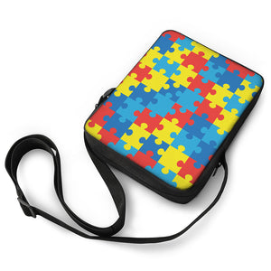 Autism Awareness Pattern Print Rectangular Crossbody Bag